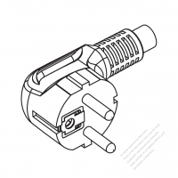 Germany 3-Pin Elbow AC Plug, 10~16A 250V