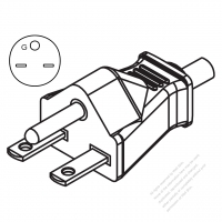 USA/Canada NEMA 6-15P Straight AC Plug, 2 P/ 3 Wire Grounding 15A 250V