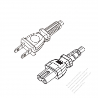 Taiwan 2-Pin Plug to IEC 320 C7 Power Cord Set (PVC) 1 M (1000mm) Black  (VCTFK 2X0.75MM )