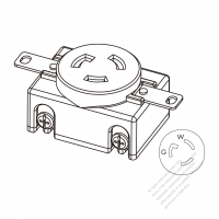 USA/Canada Locking Single Flush Receptacle NEMA L7-15R, 2 P 3 Wire Grounding 15A 277V