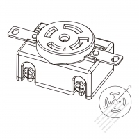 USA/Canada Locking Flanged Outlet NEMA L21-20R, 4 P 5 Wire Grounding 20A 3ØY 120V/208V