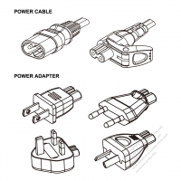 Notebook/DV Adapter Power Cord Set, Japan/Europe/UK /Argentina + C7 figure 8 Adapter, Power Cord Set figure 8 (Sheet C) plug + C7 figure 8 Connector , 1M , 2-Pin 2.5A/250V