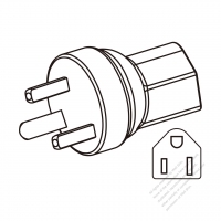 Molding Type - Adapter Plug, Denmark plug to NEMA 5-15R Connector 3 to 3-Pin 10A 250V (Molding Type)