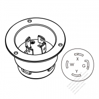 USA/Canada Locking Flanged Inlet NEMA L14-30P, 3 P 4 Wire Grounding 30A 125V/250V