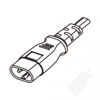 US/Canada 2 Pin IEC Sheet C Plug/ Cable End Cut AC Power Cord - Molding PVC 1.8M (1800mm) Black  (NISPT-2 18/2C/60C )