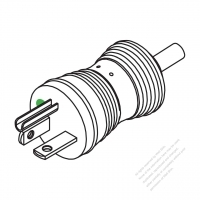 USA/Canada Hospital Grade AC Plug, NEMA 6-20P, 2 P/ 3 Wire Grounding, 10/13/20A 250V