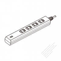 Japanese Type Power Strip (USB) 2-Pin outlet x 4, with USB charger x 1, 5V 1A