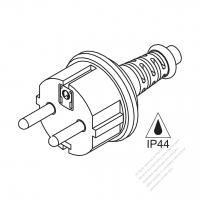 Italy 3-Pin Waterproof AC Plug, 10~16A 250V