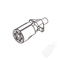 RV, Truck, Trailer  Heavy Duty Vehicle,  6-Blade-Pin, 1-Round-Pin, 2586 10AWG*2C+12AWG*1C+14AWG*4C