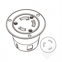 USA/Canada Locking Flanged Outlet NEMA L6-20R, 2 P 3 Wire Grounding 20A 250V