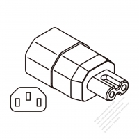 Adapter Plug, IEC 320 Sheet E Inlet to C7 Female Connector (For Laptop, DV, Camera) 3 to 2-Pin