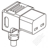 Europe IEC 320 C23 Connectors 3-Pin Angle 16A 250V