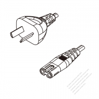 Argentina 2-Pin Plug To IEC 320 C7 AC Power Cord Set Molding (PVC) 0.5M (500mm) Black ( H03VVH2-F 2X 0.75mm2 )