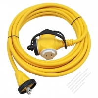 China 2-Pin Locking Cord 2*1.5MMSQ Yellow 5M or 10M (16.4 or 32.8FT)