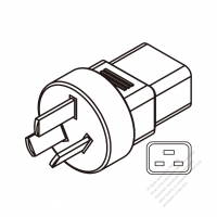 Adapter Plug, China to IEC 320 C19 Female Connector 3 to 3-Pin 16A 250V