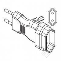 Germany 2-Pin T Shape AC Plug, 2.5A/10A 250V