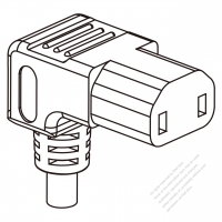 IEC 320 C17 Connectors 3-Pin Angle 10A/13A/15A 125/250V
