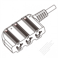 USA/Canada Flabellate connector (NEMA 5-15R/20R) Straight Blade, 3 outlets, Grounding, 2 P, 3 Wire Grounding , 15A/20A 125V
