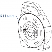 Quad-Plug Tap Cord Reel, China 3-Pin Outlet X 4, 10M 1.0mm² 3C Cord, 10A Circuit Breaker, Power indicator, ø 114mm