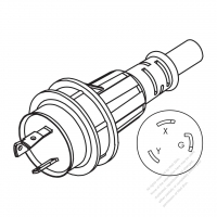 USA/Canada Marine shore AC Plug, NEMA L6-30P Twist Locking, 2 P/ 3 Wire Grounding 30A 250V