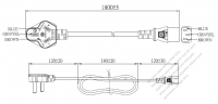 China 3-Pin Plug To IEC 320 C13 AC Power Cord Set Molding (PVC) 1.8M (1800mm) Black (60227 IEC 53 3*0.75mm² )