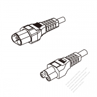 Europe 3-Pin IEC 320 Sheet A Plug To IEC 320 C5 AC Power Cord Set Molding (PVC) 1.8M (1800mm) Black ( H05VV-F 3G 0.75mm2 )