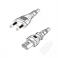 Brazil 2-Pin Plug to IEC 320 C7 Power Cord Set (PVC) 1.8M (1800mm) Black  (H05VVH2-F 2X0.75MM )