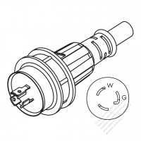 USA/Canada Marine shore AC Plug, NEMA L5-15P Twist Locking, 2 P/ 3 Wire Grounding 15A 125V