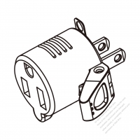 Adapter Plug, US NEMA 1-15P plug to 5-15R Connector, 2 to 3-Pin