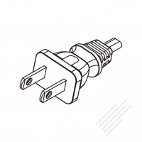 US/Canada 2-Pin Plug Cable End WS-SR-547 + STRIP 10CM AC Power Cord - Molding PVC 1.8M (1800mm) Black  (NISPT-2 18/2C/60C )