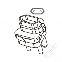 Adapter Plug, South African (L) plug to Europe (Elbow) connector 3 to 2-Pin