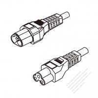 US/Canada 3-Pin IEC 320 Sheet A Plug To IEC 320 C5 AC Power Cord Set Molding (PVC) 1.8M (1800mm) Black (SVT 18/3C/60C )