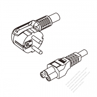 Italy 3-Pin Angle Plug To IEC 320 C5 AC Power Cord Set Molding (PVC) 1.8M (1800mm) Black ( H05VV-F 3G 0.75mm2 )