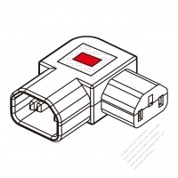 Adapter Plug, IEC 320 Sheet E Inlet to C13 Female Connector (For PC), with Neon Lamp, (Elbow), 3 to 3-Pin