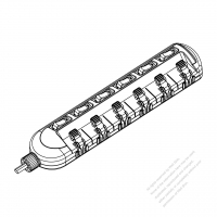 China Type Power Strip 2-Pin Outlet x 6 10A 250V