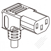 UK IEC 320 C13 Connectors 3-Pin Angle 10A 250V