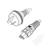 Australia 3-Pin Plug to IEC 320 C5 Power cord set (HF - Halogen free) 1.8M (1800mm) Black (H03Z1Z1-F 3X0.75MM )