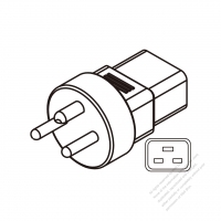 Adapter Plug, Denmark to IEC 320 C19 Female Connector 3 to 3-Pin 16A 250V