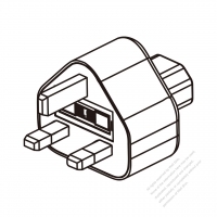 Adapter Plug, UK to IEC 320 C13 Female Connector 3 to 3-Pin 10A 250V