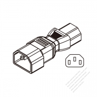 Adapter Plug, IEC 320 Sheet E Inlet to C13 Female Connector (For PC), 3 to 3-Pin 10A 250V