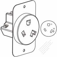 USA/Canada Flush Mount Receptacle NEMA 7-30R, 2 P 3 Wire Grounding 30A 277V