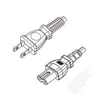 Japan 2-Pin Plug to IEC 320 C7 Power Cord Set (PVC) 1.8M (1800mm) Black  (VCTFK 2X0.75MM )