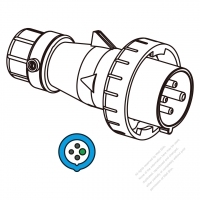 IEC 309 Plug 4-Pin 3P 4W, IP 67 Watertight plug 16A 200~250V