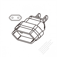 Adapter Plug, USA (NEMA 1-15P) plug to Europe shutter protection connector 2 to 2-Pin 15A 125V