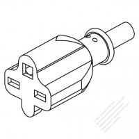 USA/Canada AC Connector 3-Pin (NEMA 6-15R) Straight Blade Grounding Connector