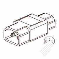 Adapter Plug, IEC 320 Sheet E Inlet to C13 Female Connector (For PC), 3 to 3-Pin