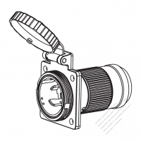 European Type Marine Grade Twist Locking Inlet, 316 stainless steel, Inlet center with hole, with cap, 63A 230V, 50Hz IP56