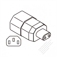 Adapter Plug, IEC 320 Sheet E Inlet to C1 Female Connector (For Shaver) 3 to 2-Pin