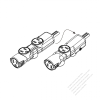 USA/ Canada Type Power Strip NEMA 5-15R outlet x 4, 3-Pin