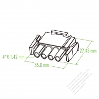 Plastic Housing 27.43mm x 35mm x 4x R 1.42mm 4-Pin